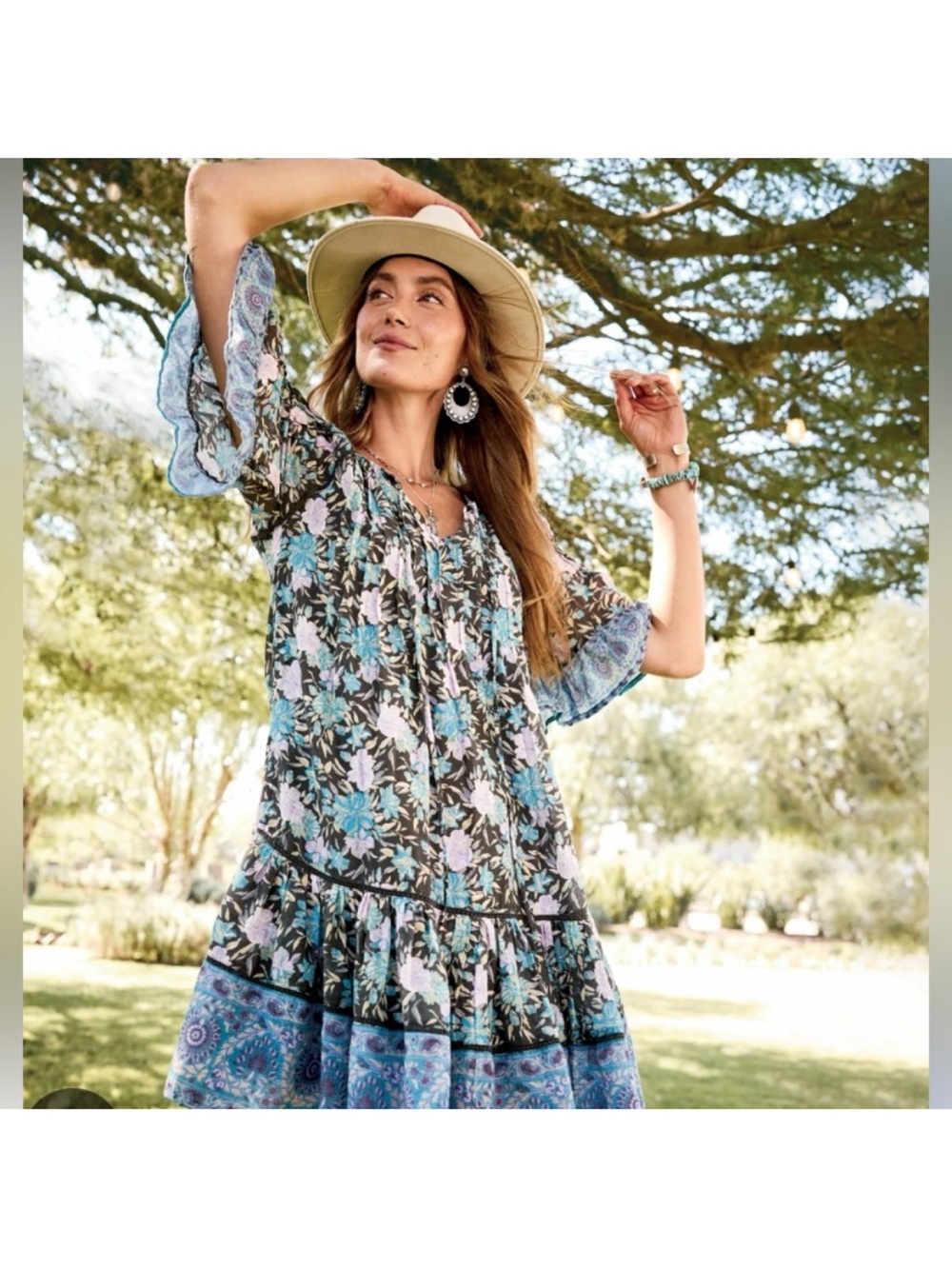 Women's Sundance multi-color floral ruffle dress size Small